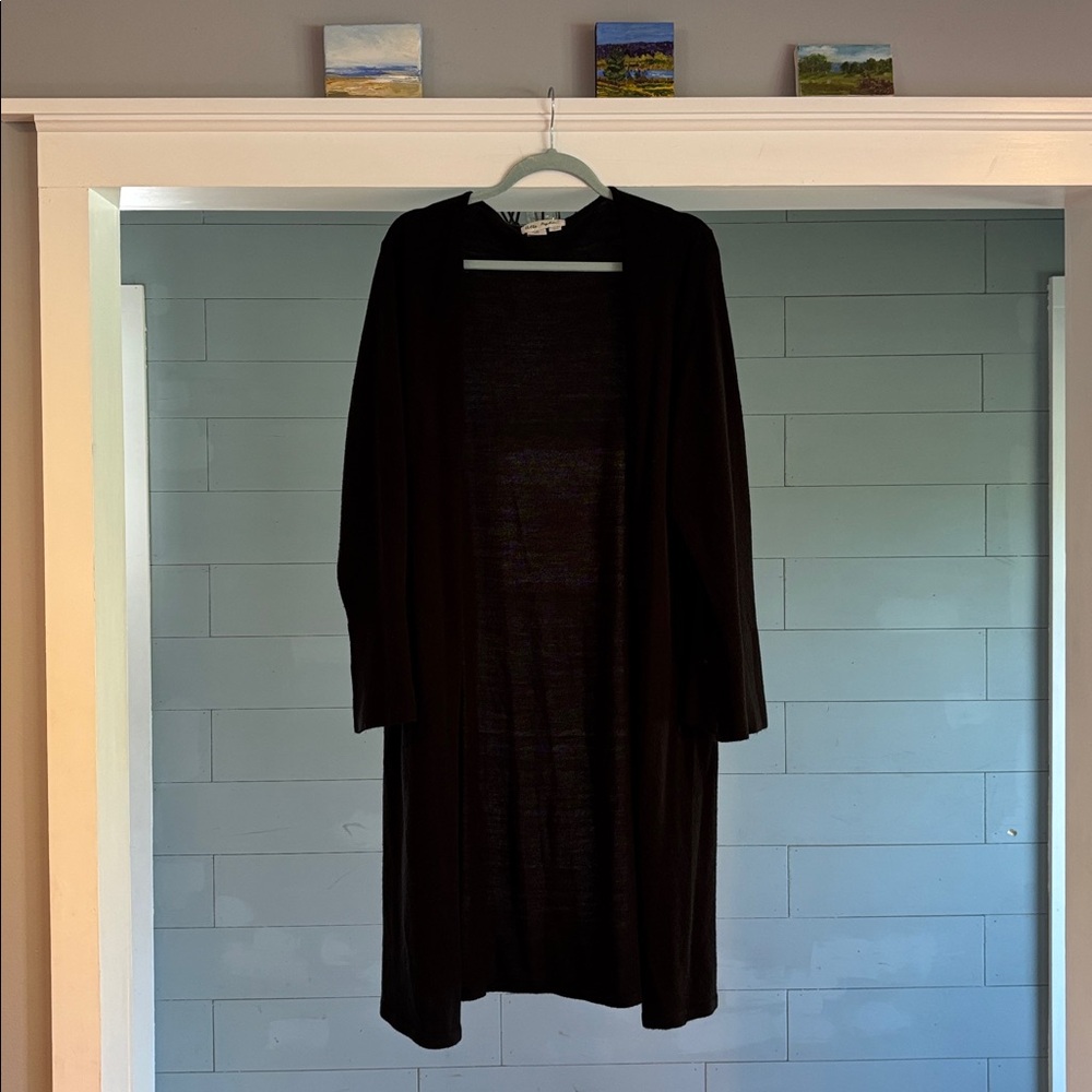 Ulla Popken Black Relaxed Fit Open Front Cardigan